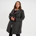 Manteau mi-long boutonné gris foncé femme grande taille - 1