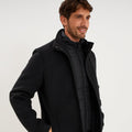 Manteau mi-long col montant zippé noir homme - 1