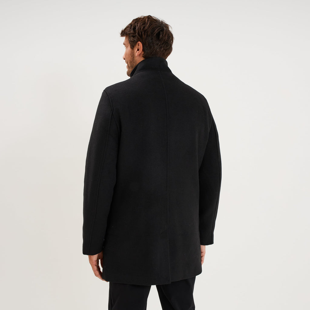 Manteau mi-long col montant zippé noir homme - 2