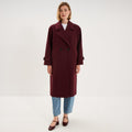 Manteau oversize double boutons long violet foncé femme - 1