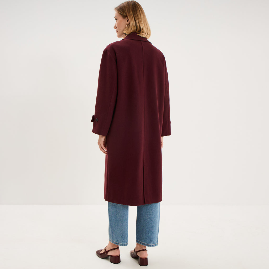 Manteau oversize double boutons long violet foncé femme - 2