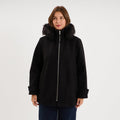 Manteau zippé capuche fausse fourrure noir femme grande taille - 1