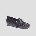 Mocassins en cuir compensés pied large marron femme - 1