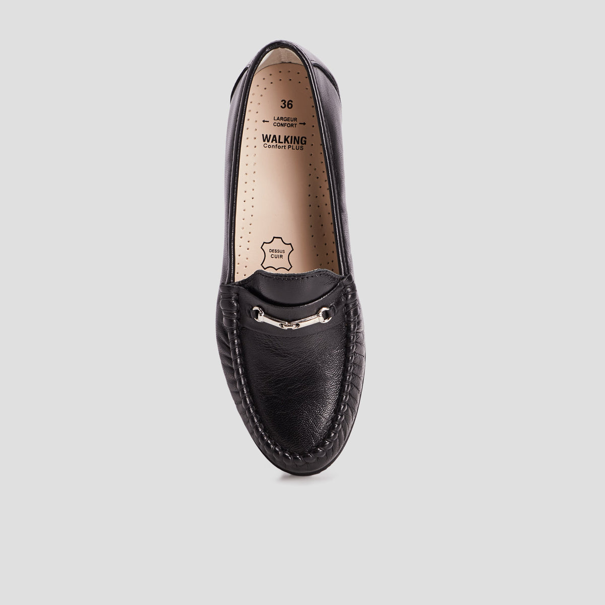 Mocassins en cuir compensés pied large noir femme - 2
