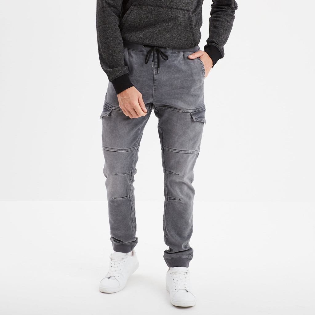 Pantalon skinny stretch 2 poches côtés denim gris fonce homme - 1