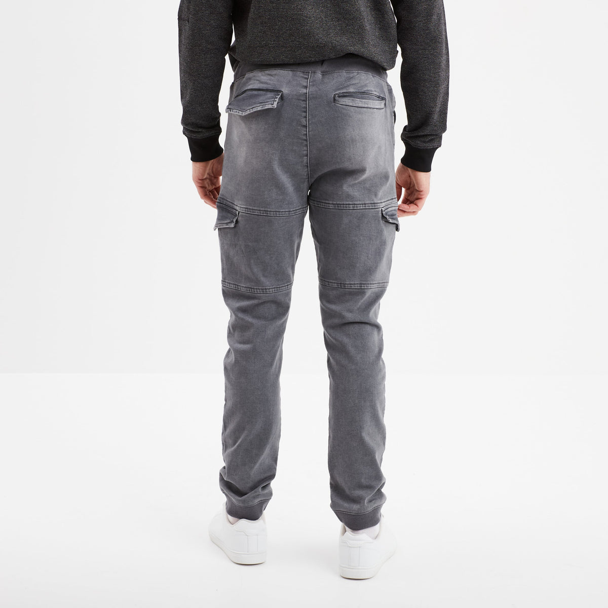 Pantalon skinny stretch 2 poches côtés denim gris fonce homme - 2