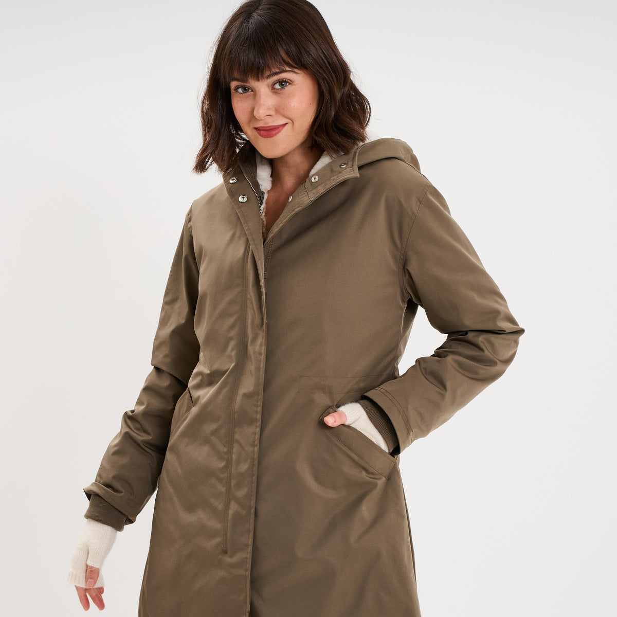 Parka 3-en-1 avec capuche amovible marron foncé femme - 1