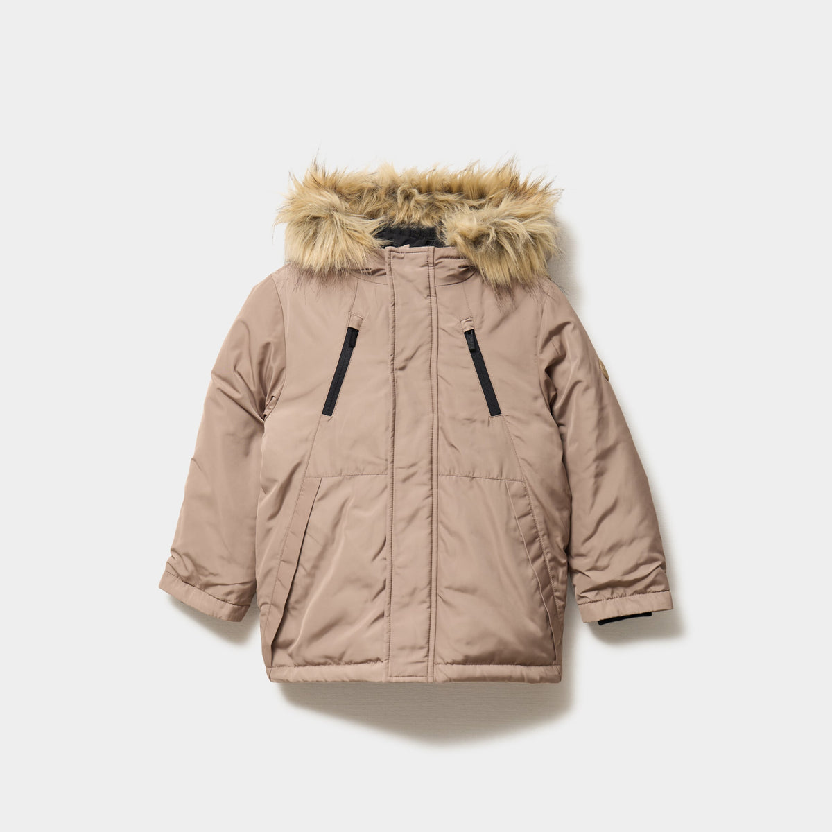 Parka à capuche fausse fourrure vert kaki garçon - 3