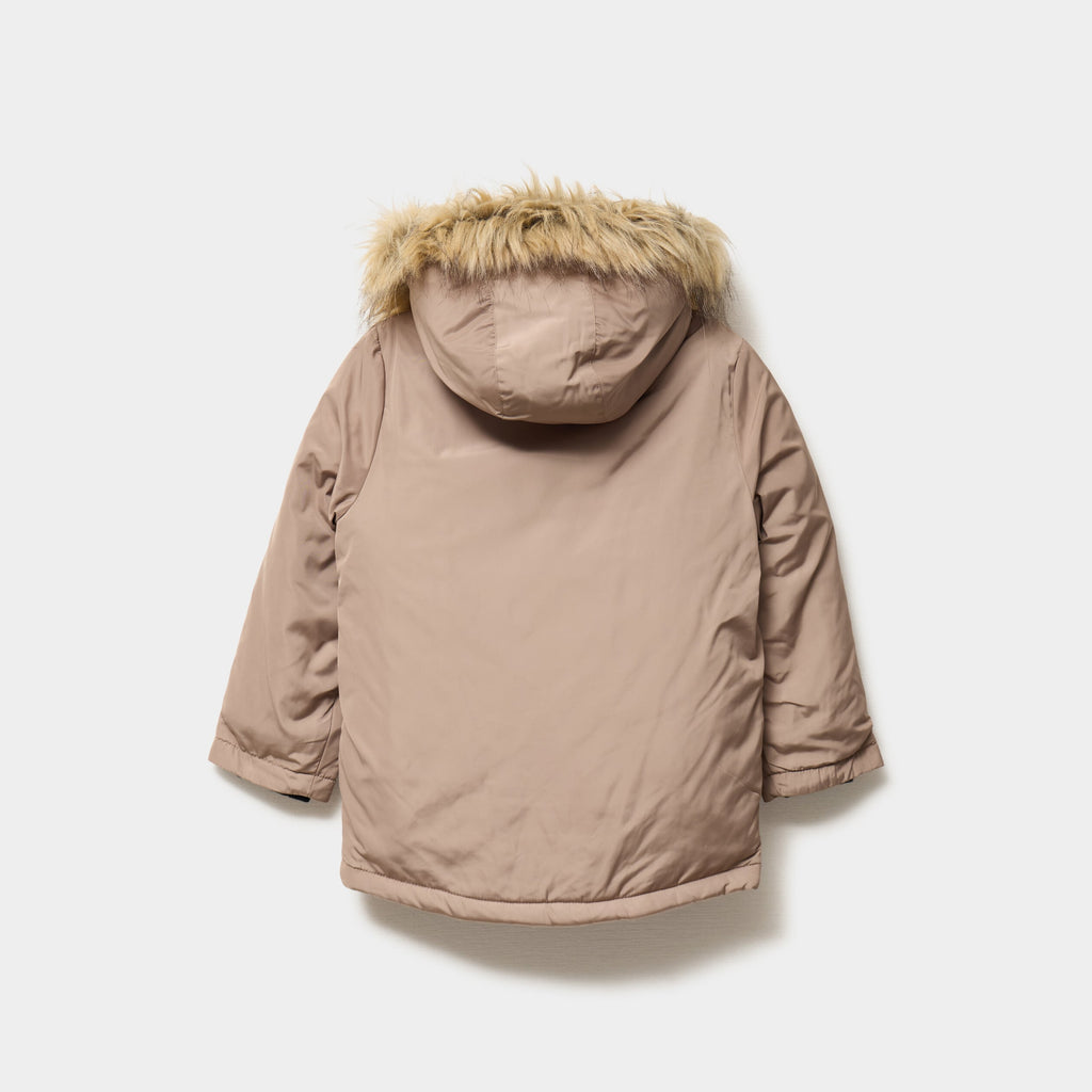 Parka à capuche fausse fourrure vert kaki garçon - 4