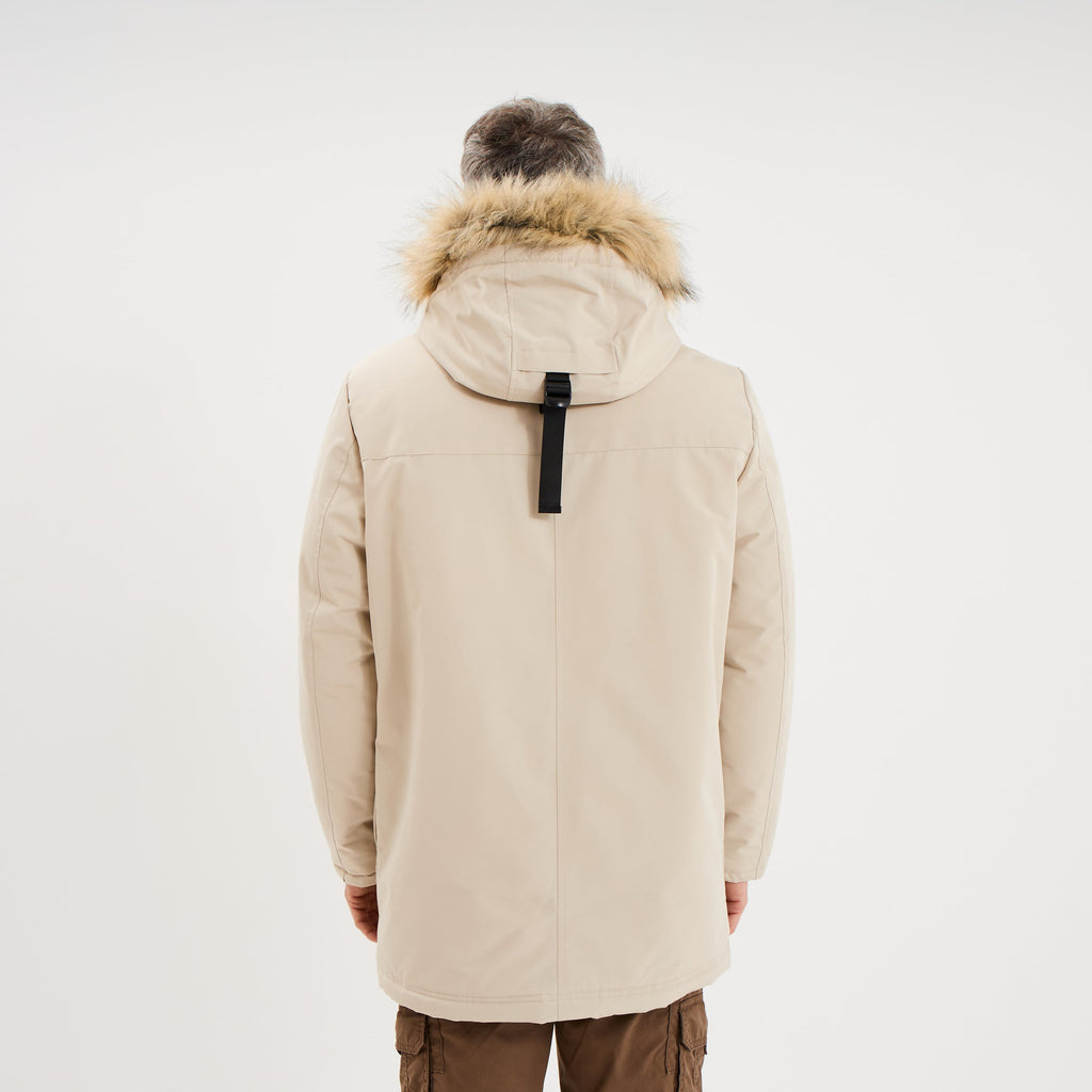 Parka à capuche fausse fourrure gris argent homme - 2