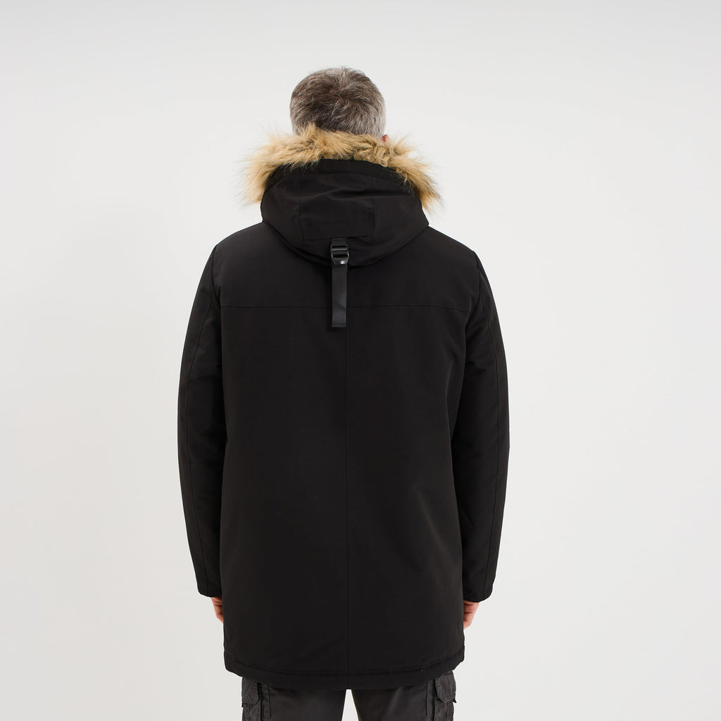 Parka à capuche fausse fourrure gris argent homme - 6