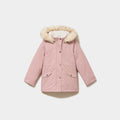 Parka à capuche fausse fourrure rose poudrée fille - 1