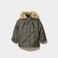 Parka à capuche fausse fourrure vert kaki garçon - 1