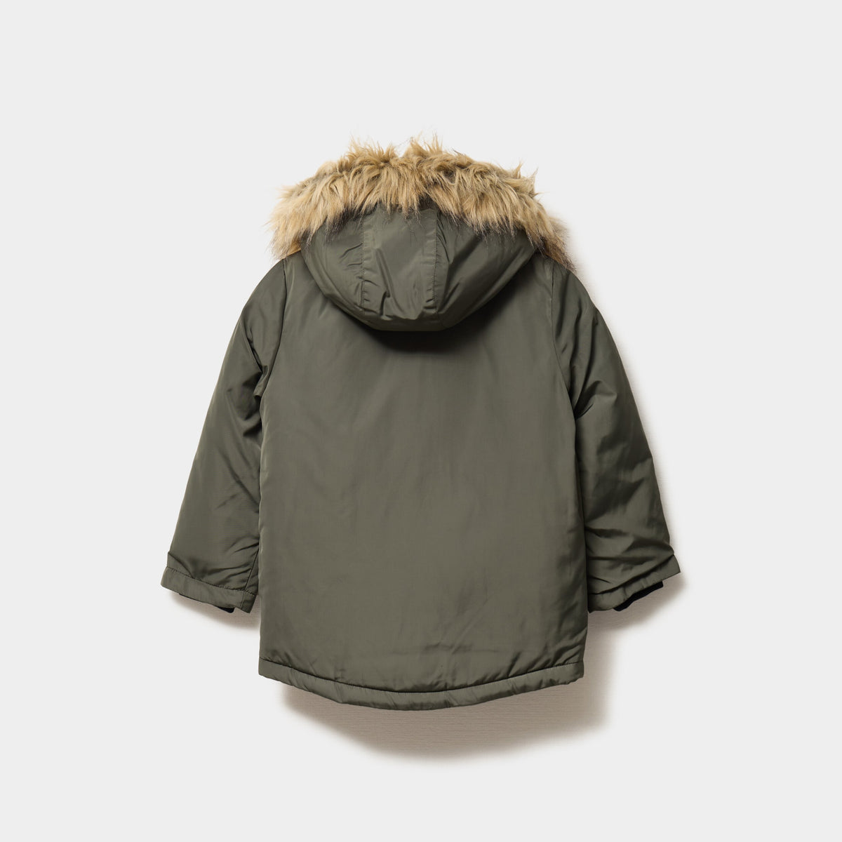 Parka à capuche fausse fourrure vert kaki garçon - 2