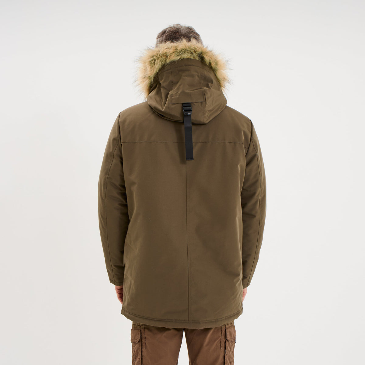 Parka à capuche fausse fourrure gris argent homme - 4