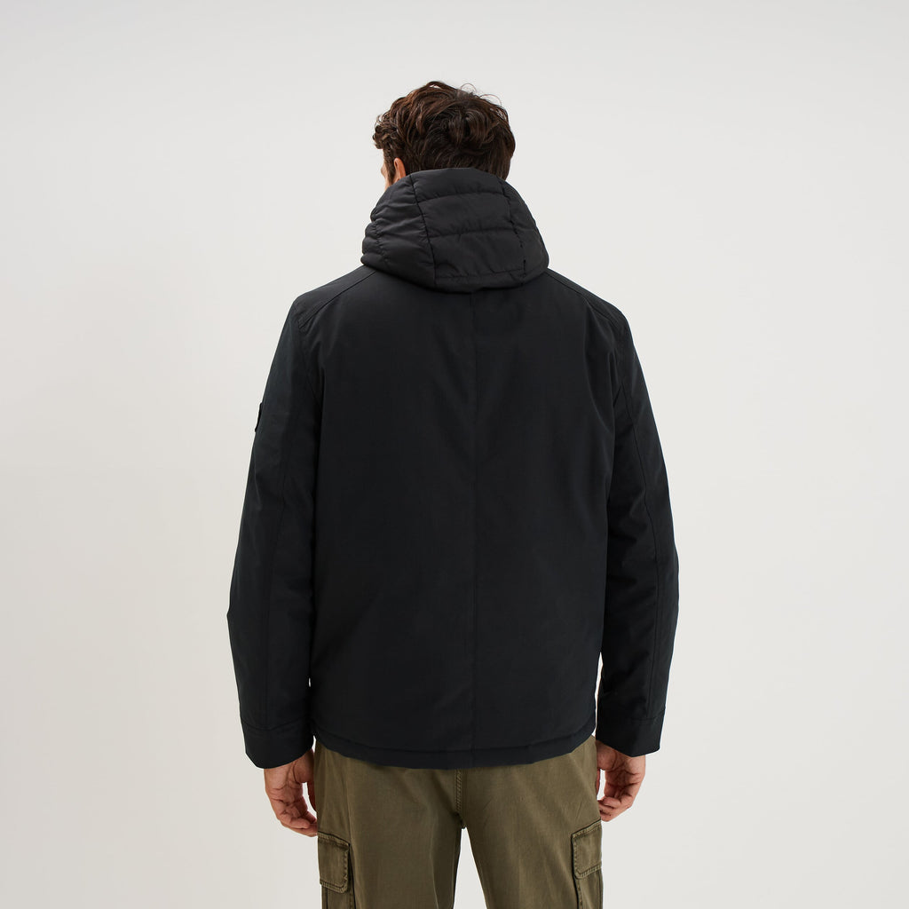 Parka courte déperlante à capuche noir homme - 2