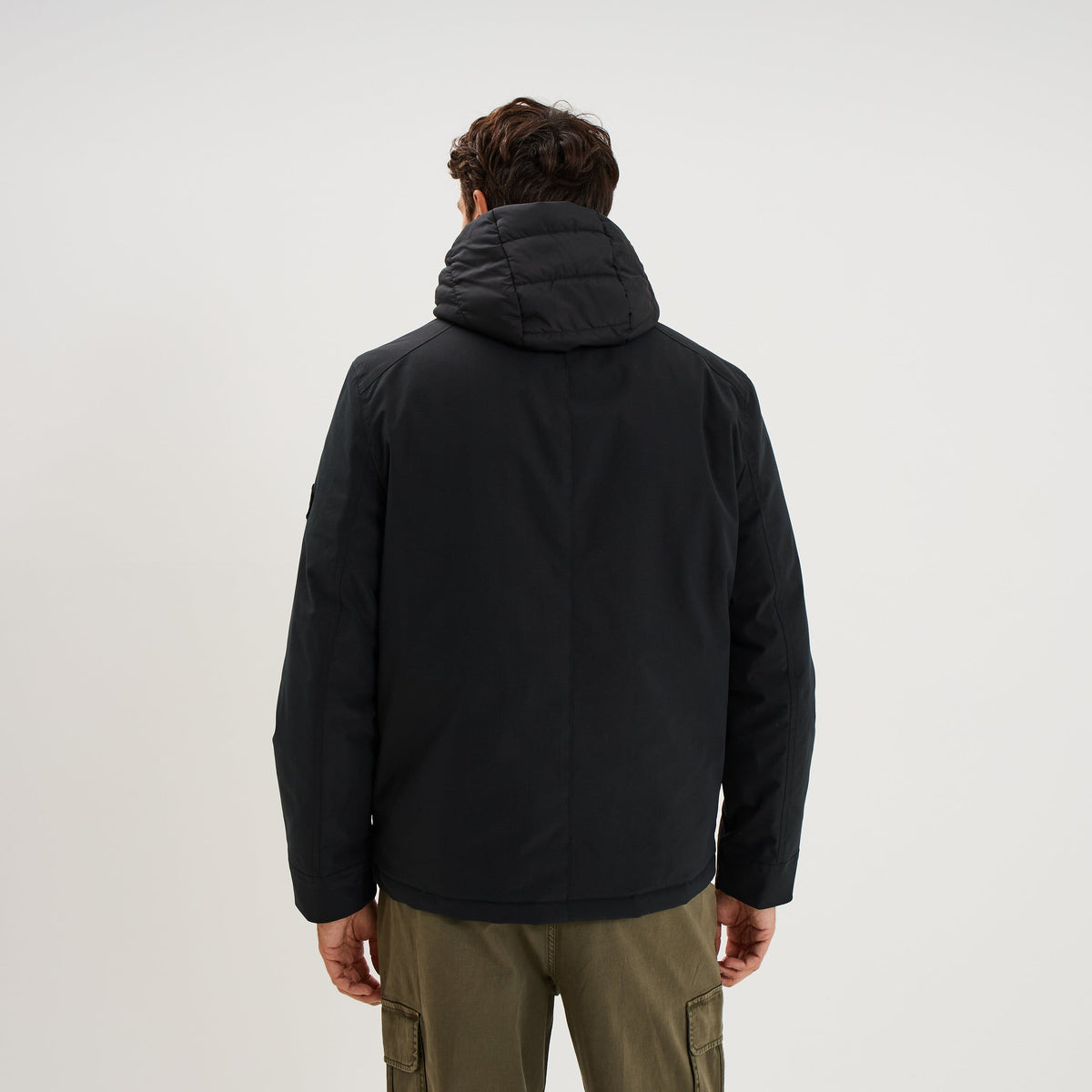 Parka courte déperlante à capuche noir homme - 2
