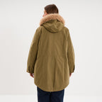 Parka déperlante capuche fausse fourrure vert kaki femme grande taille - 2
