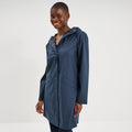 Parka imperméable coupe-vent à capuche bleu marine femme - 1