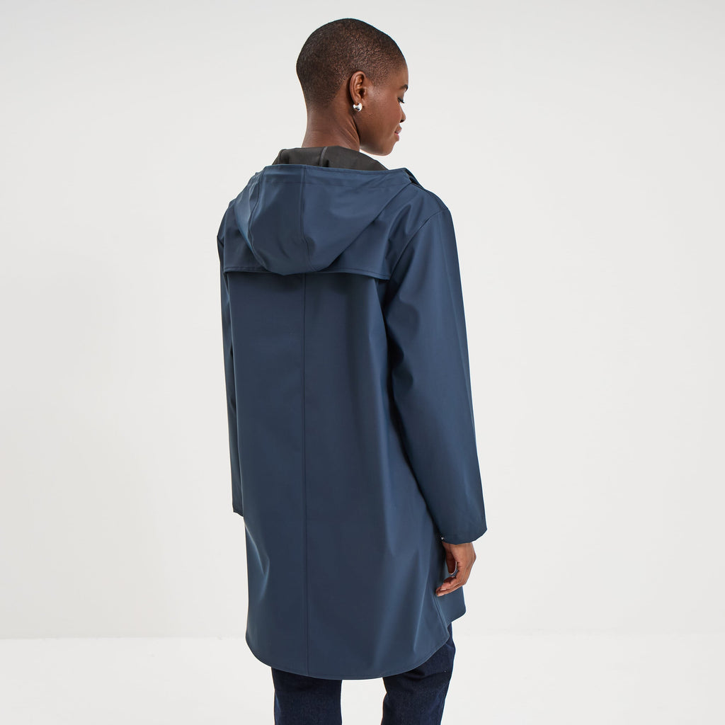 Parka imperméable coupe-vent à capuche bleu marine femme - 2