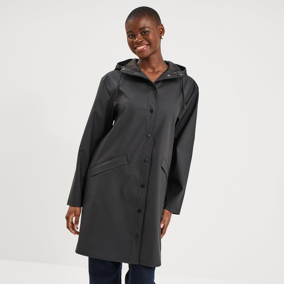 Parka imperméable coupe-vent à capuche bleu marine femme - 5