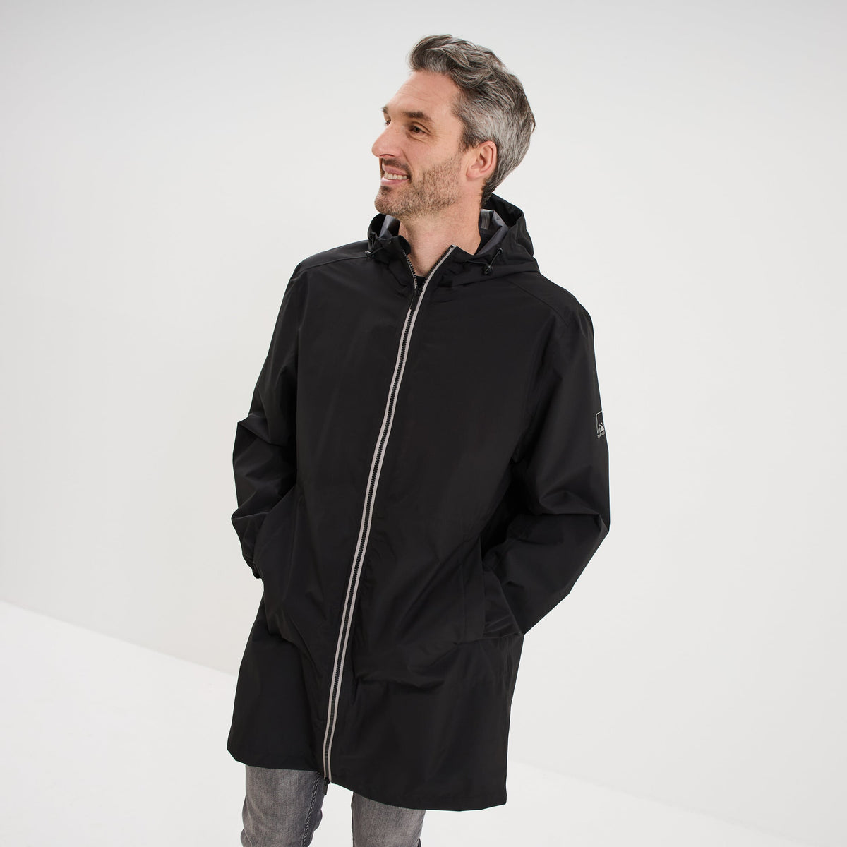 Parka imperméable coupe-vent à capuche gris foncé homme - 3