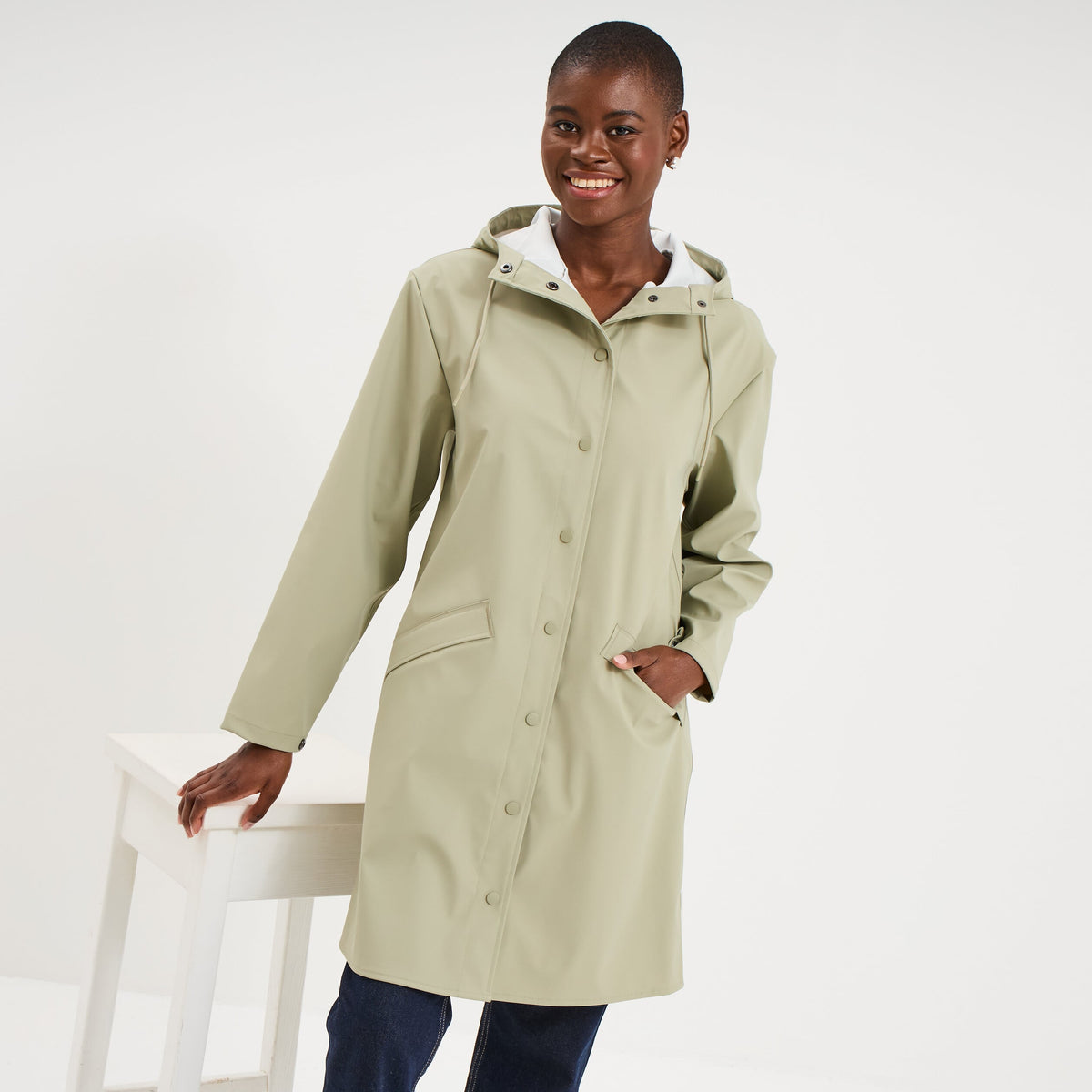 Parka imperméable coupe-vent à capuche bleu marine femme - 3