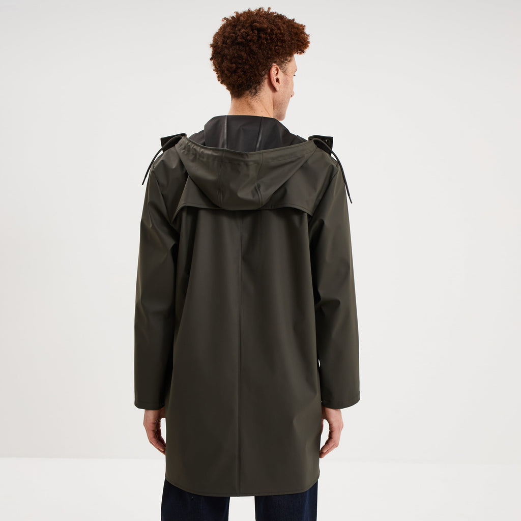 Parka imperméable coupe-vent à capuche vert kaki homme - 2