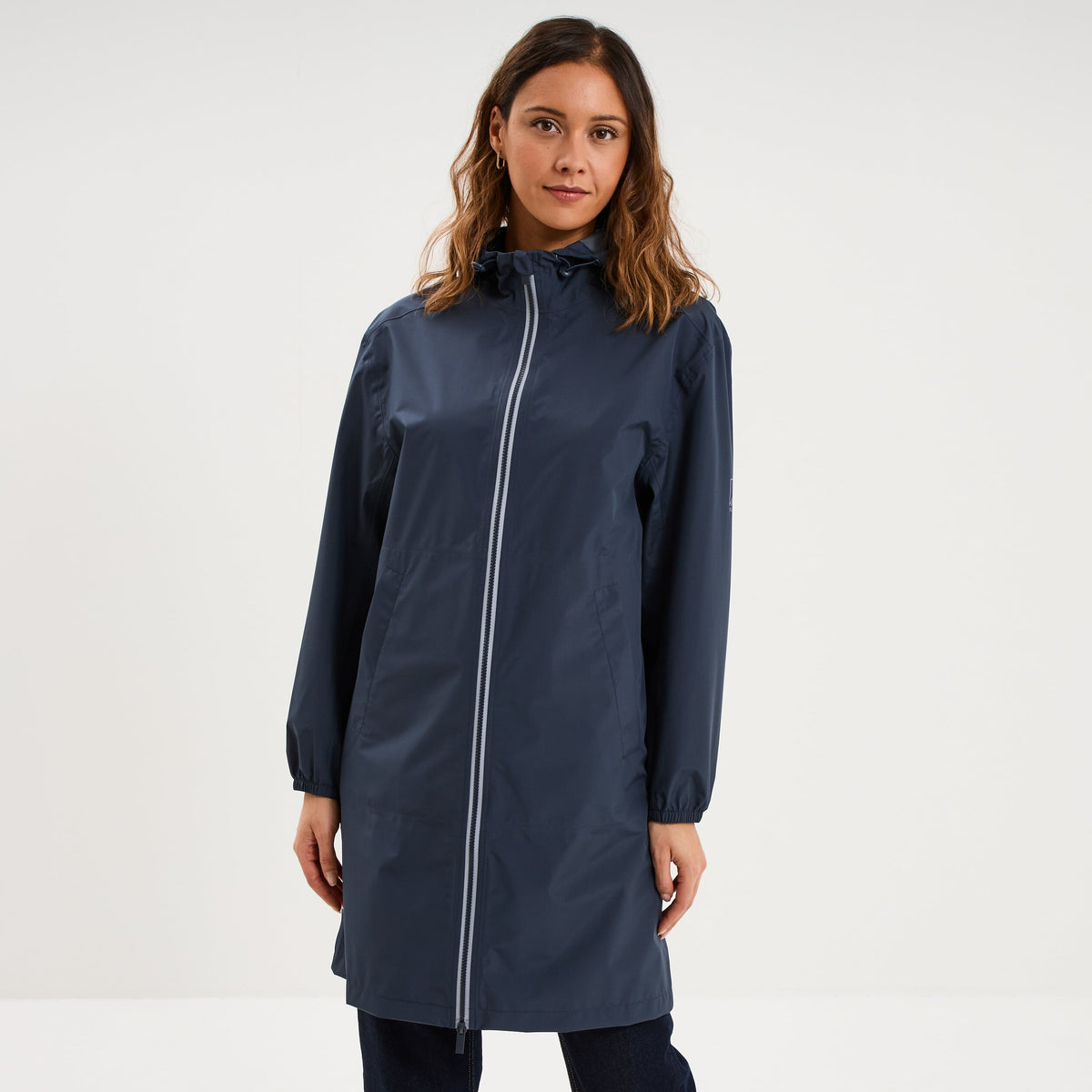 Parka longue impérméable coupe-vent gris foncé femme - 1