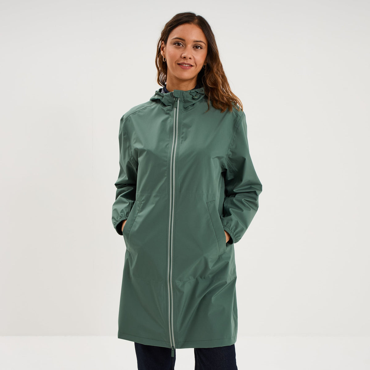 Parka longue impérméable coupe-vent gris foncé femme - 3