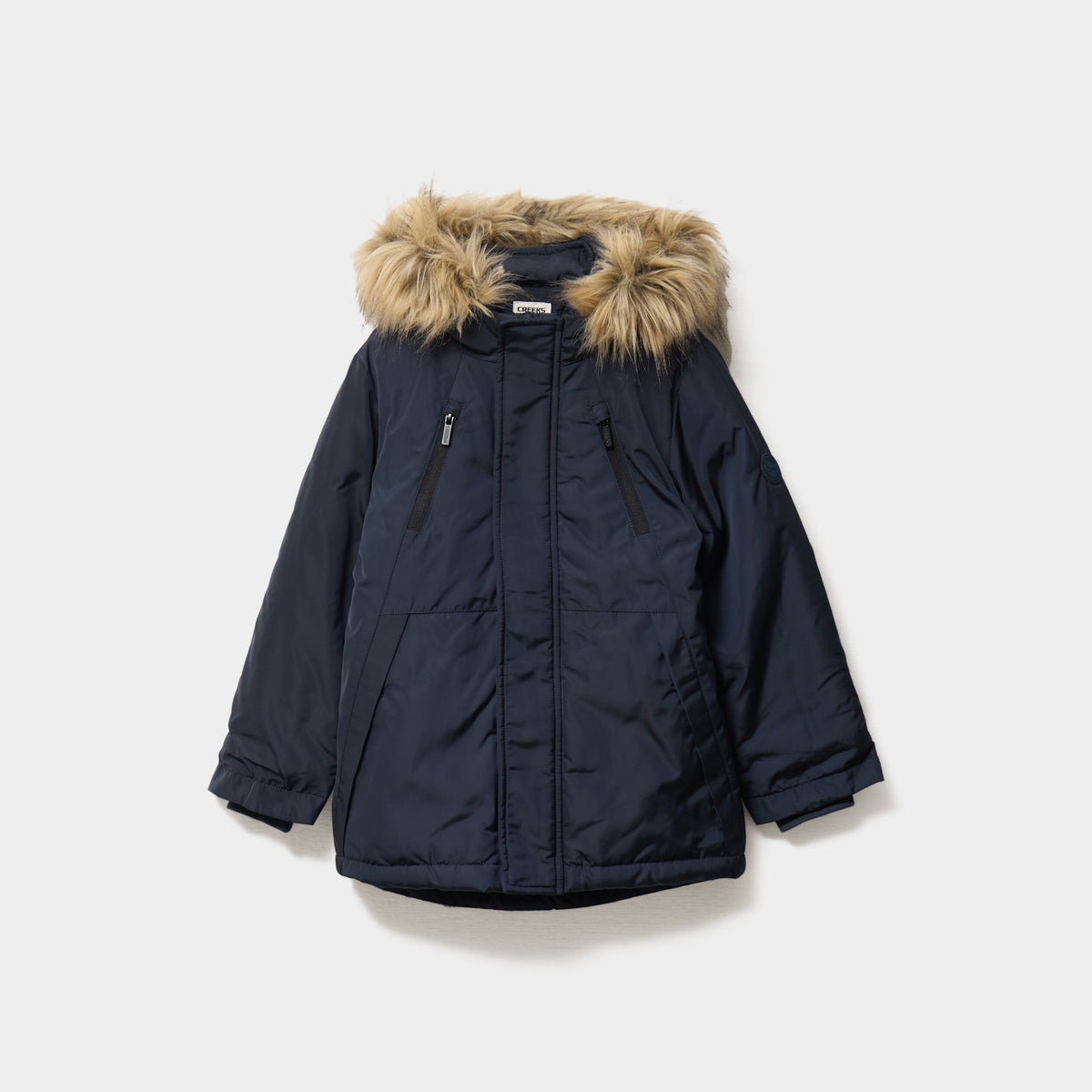 Parka mi-longue à capuche bleu marine garçon - 1