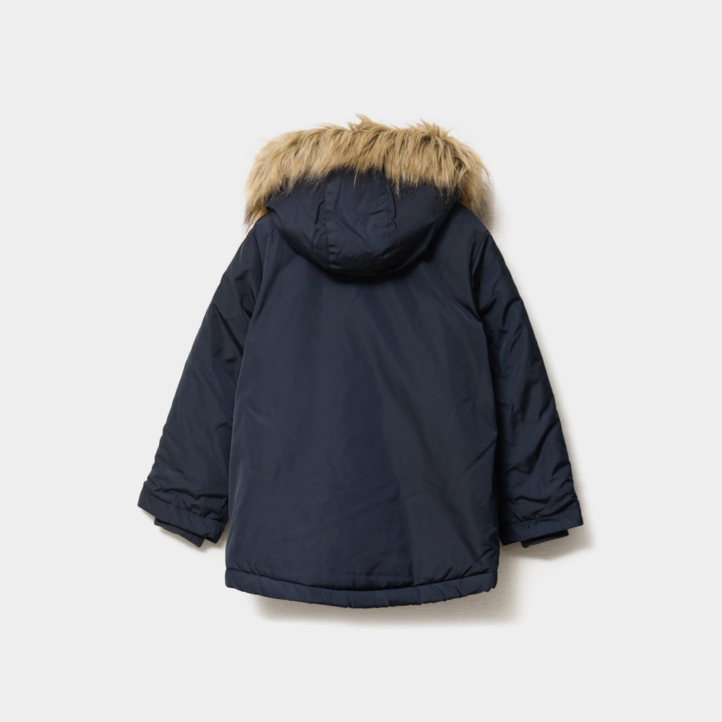 Parka mi-longue à capuche bleu marine garçon - 2