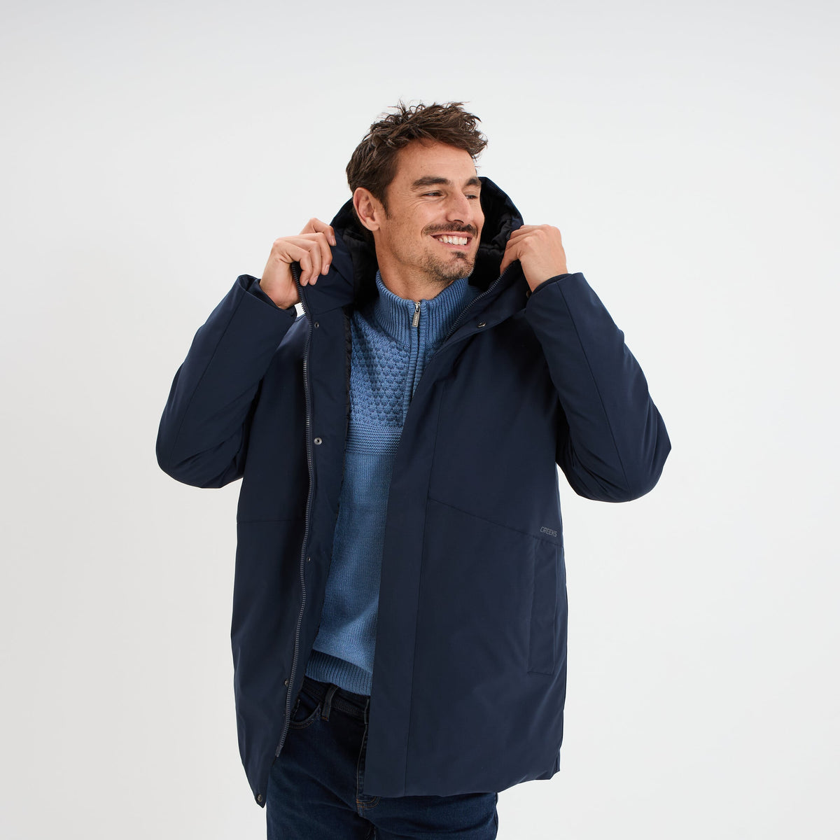 Parka mi-longue à capuche marron homme - 7