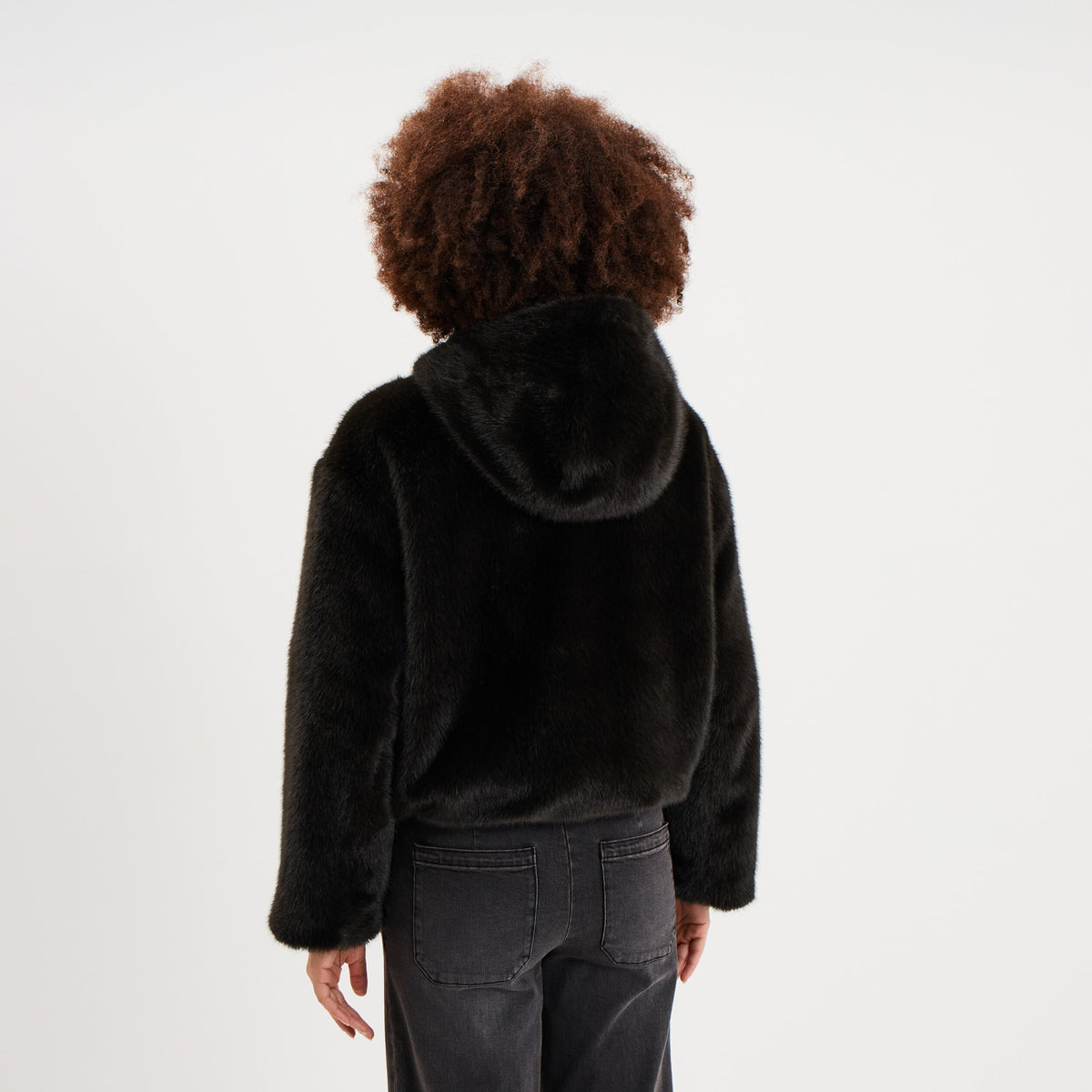 Parka réversible capuche fausse fourrure vert kaki femme - 4