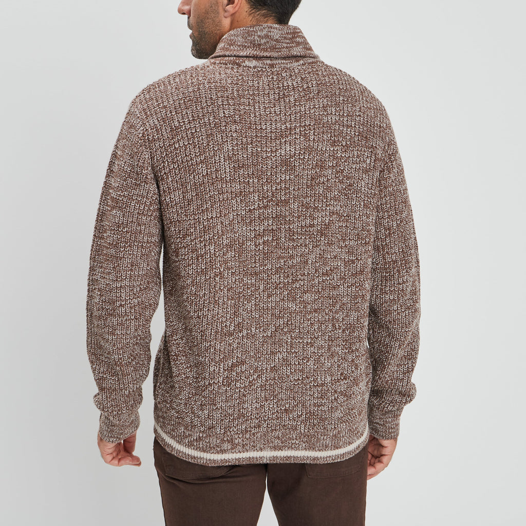 Pull col châle manches longues taupe homme - 2