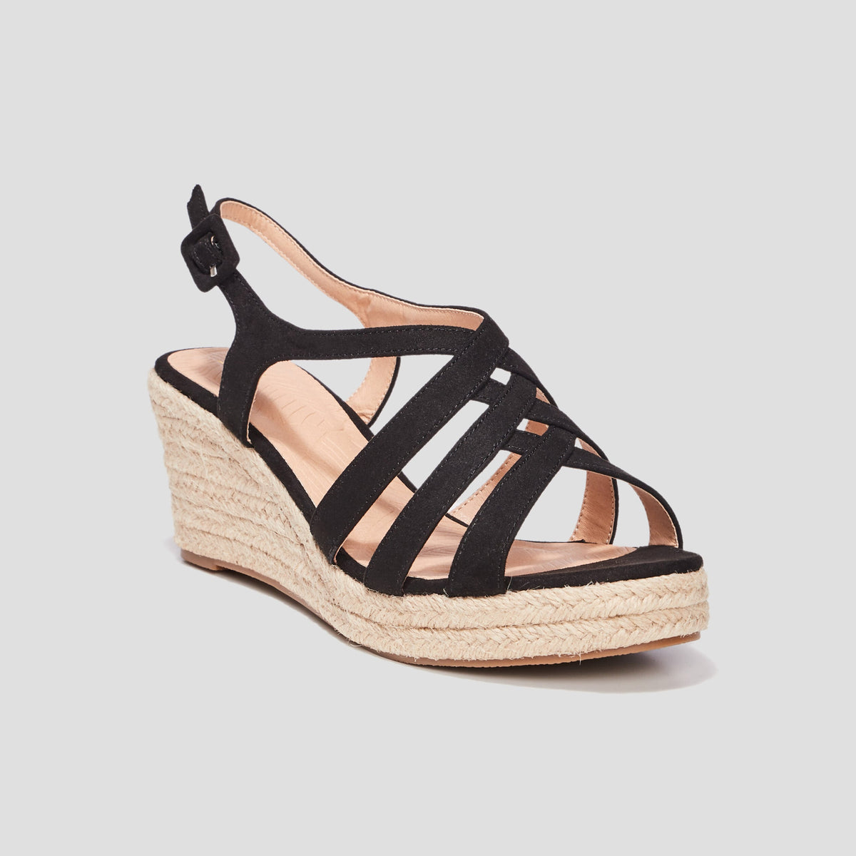 Sandales compensées noir femme - 1