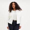 Veste ajustée courte manches longues blanc femme grande taille - 1