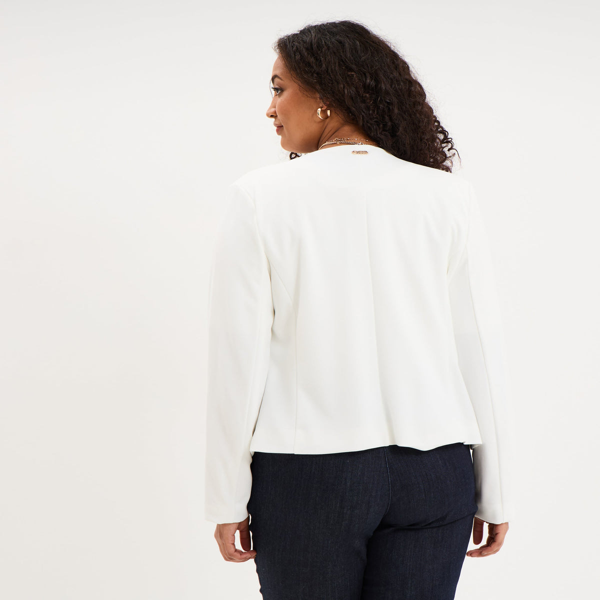 Veste ajustée courte manches longues blanc femme grande taille - 2