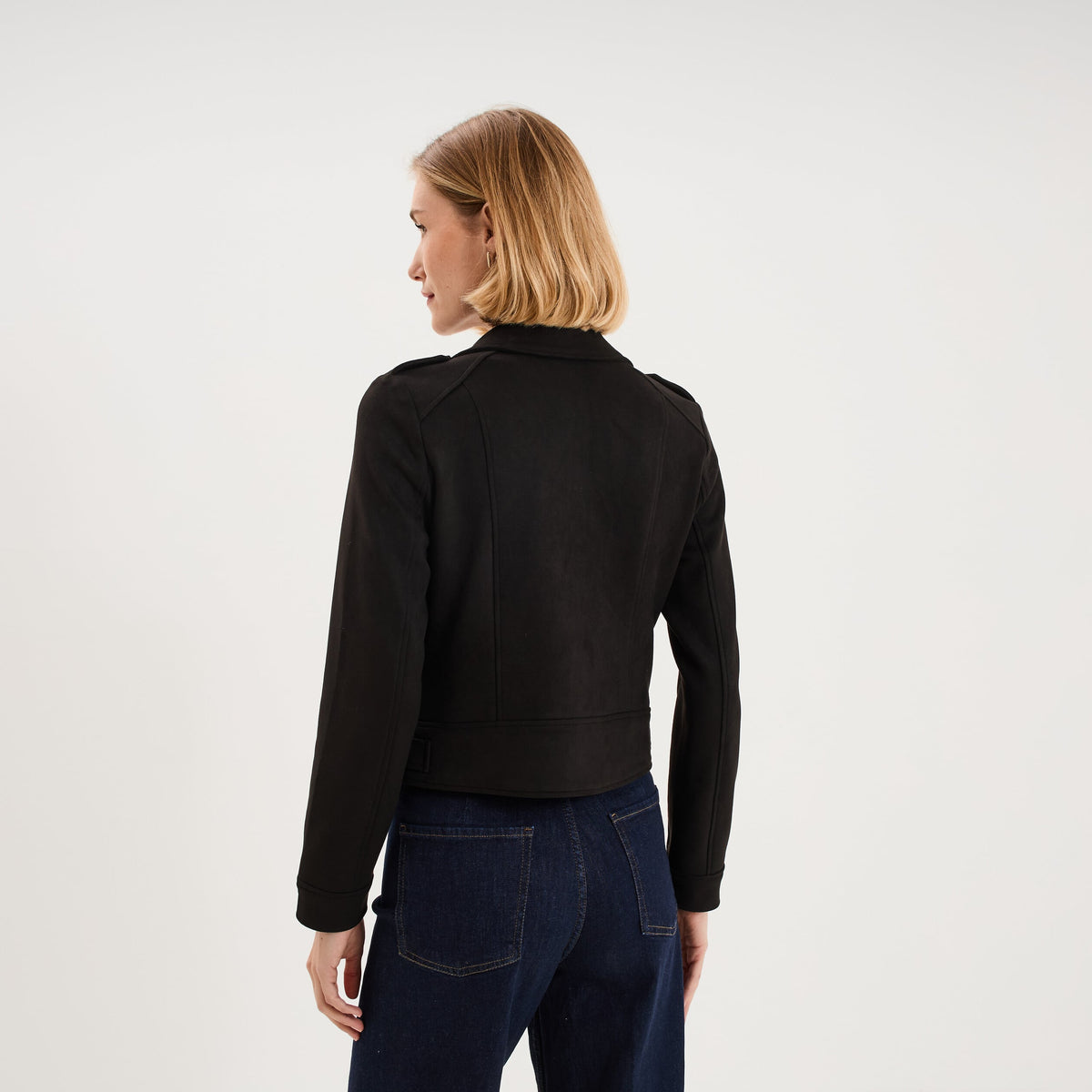 Veste biker en suédine ajustée vert kaki femme - 10