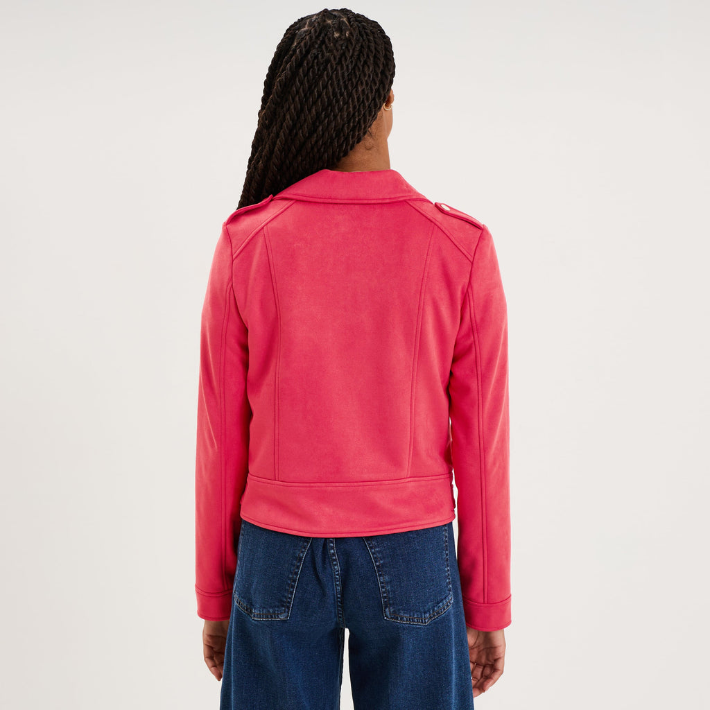 Veste biker en suédine ajustée vert kaki femme - 6