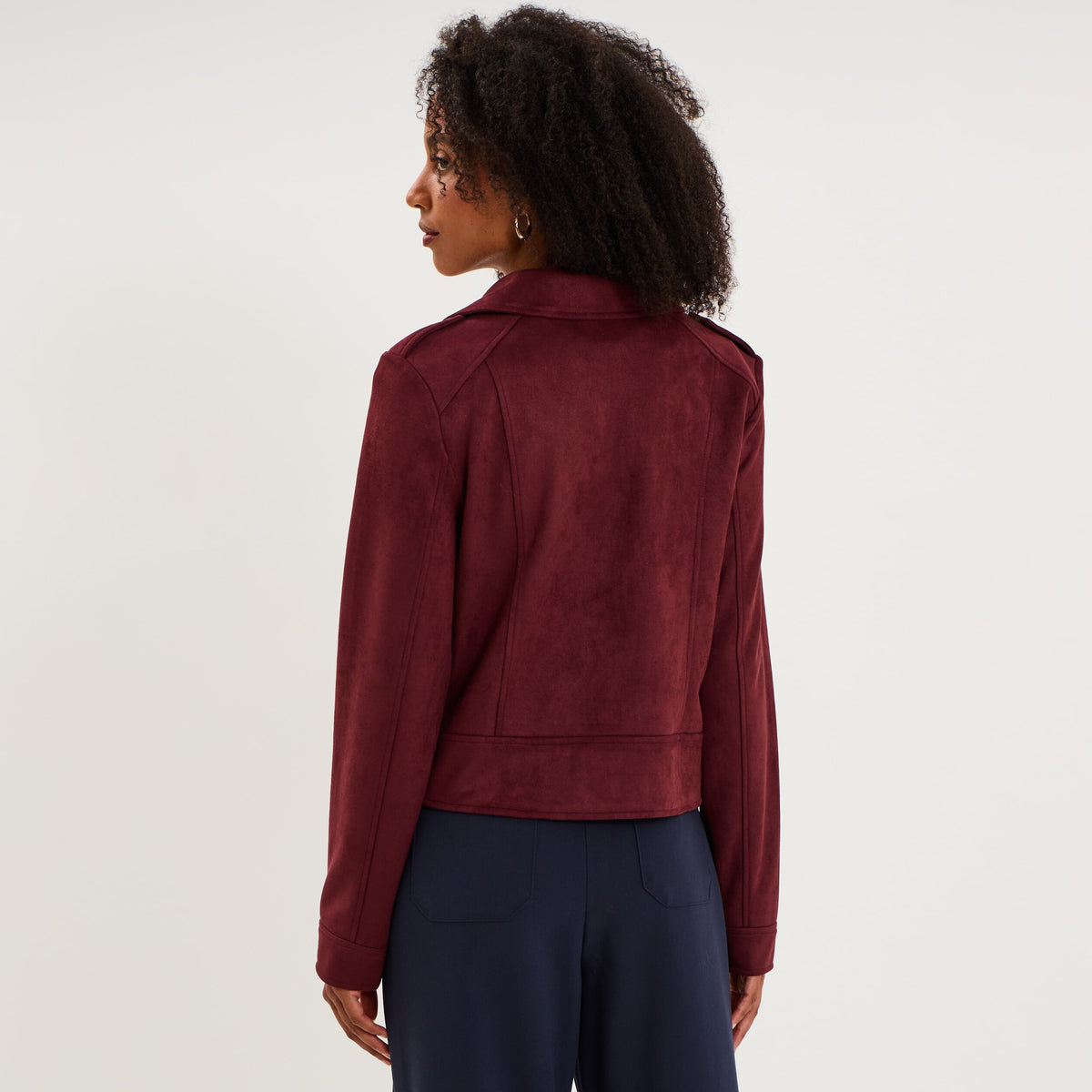 Veste biker en suédine ajustée vert kaki femme - 8