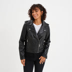 Veste biker simili cuir noir femme - 1
