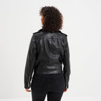 Veste biker simili cuir noir femme - 2