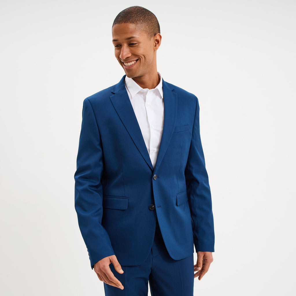 Veste blazer costume manches longues bleu electrique homme - 1