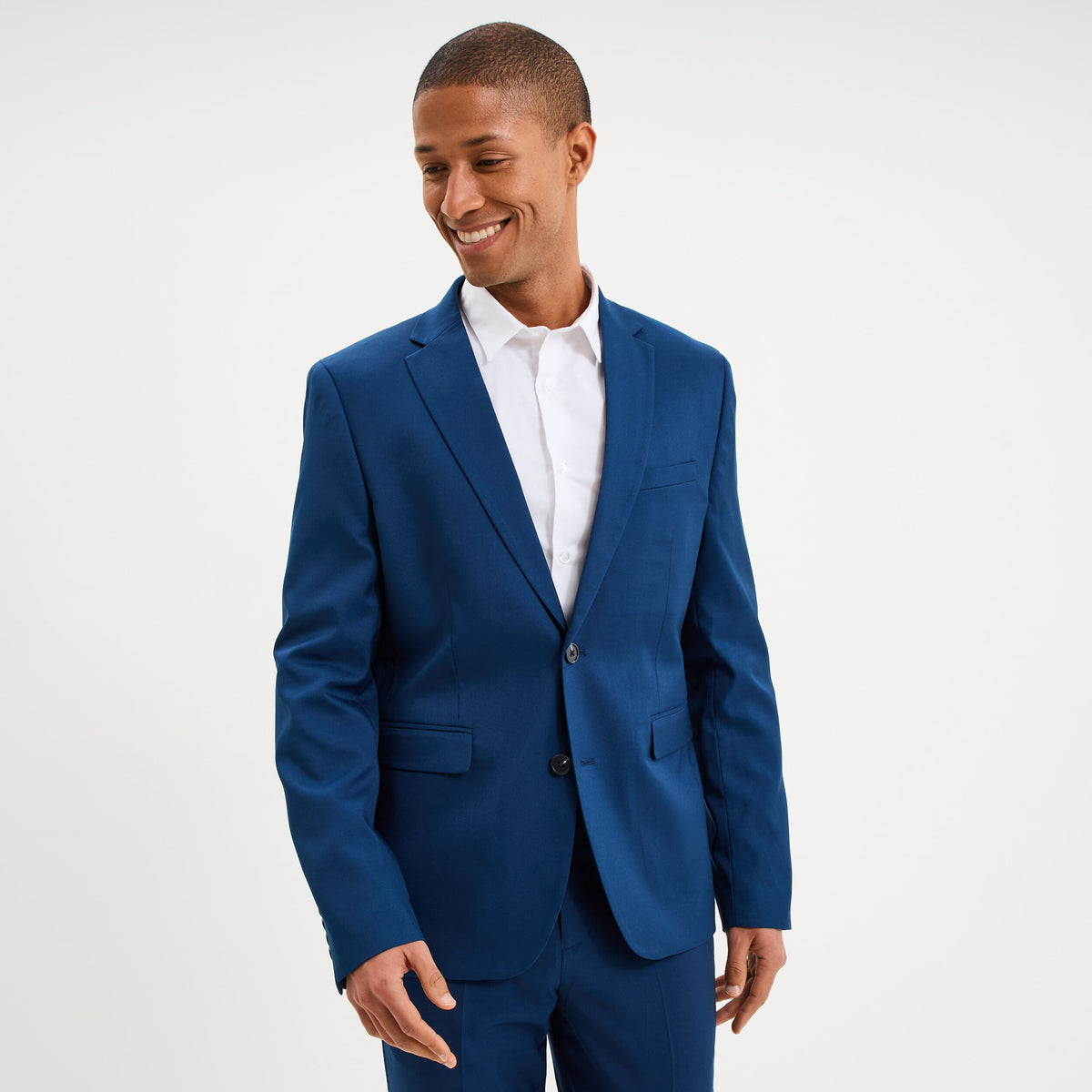 Veste blazer costume manches longues bleu electrique homme - 1
