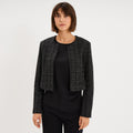 Veste boléro tweed manches longues noir femme - 1