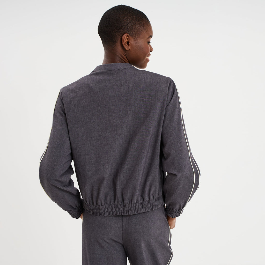 Veste bomber manches longues gris clair femme - 2