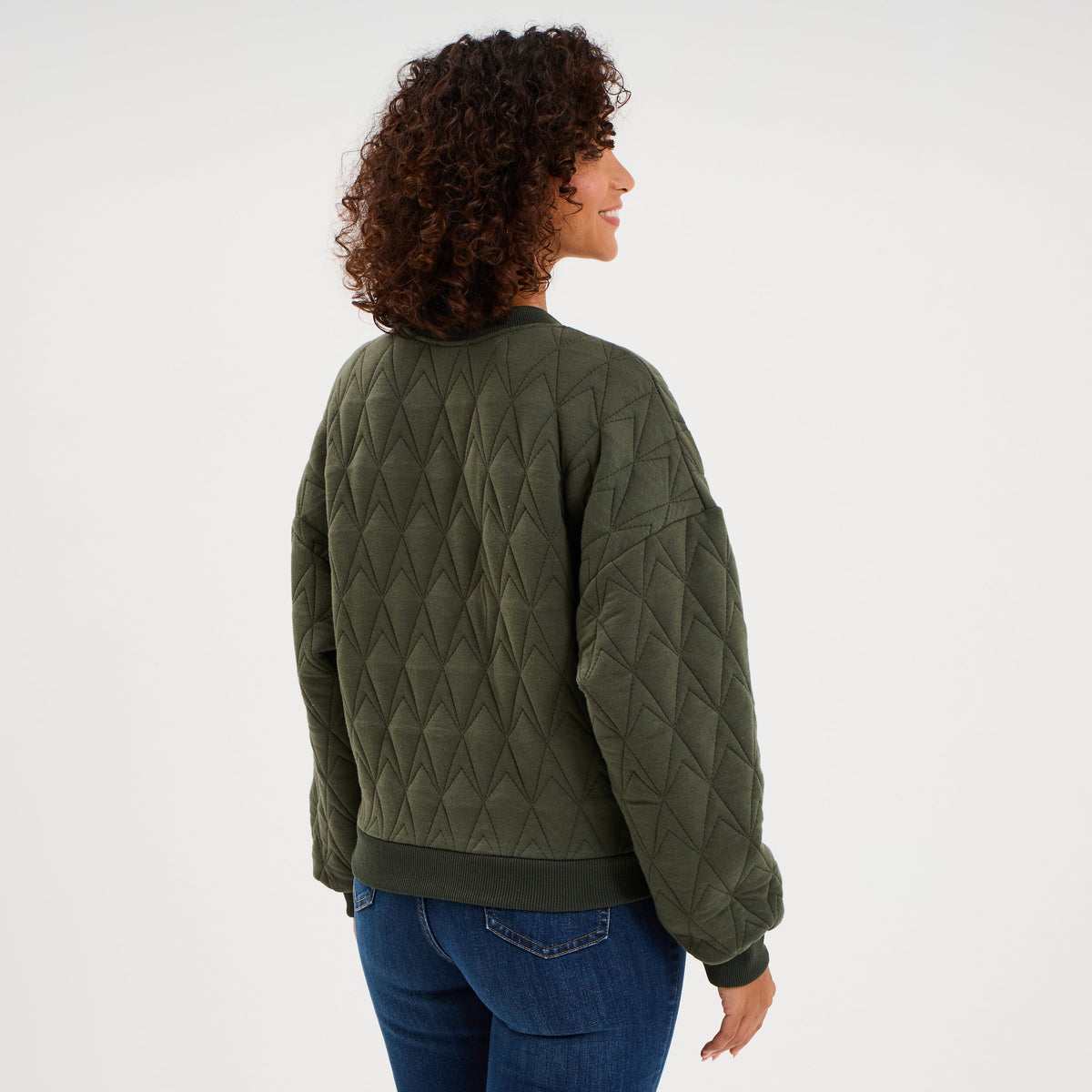 Veste bomber matelassée vert kaki femme - 2