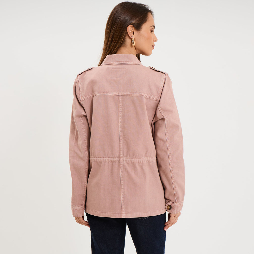 Veste boutonnée poches à rabat rose poudrée femme - 2