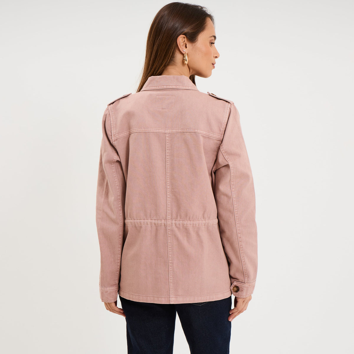 Veste boutonnée poches à rabat rose poudrée femme - 2